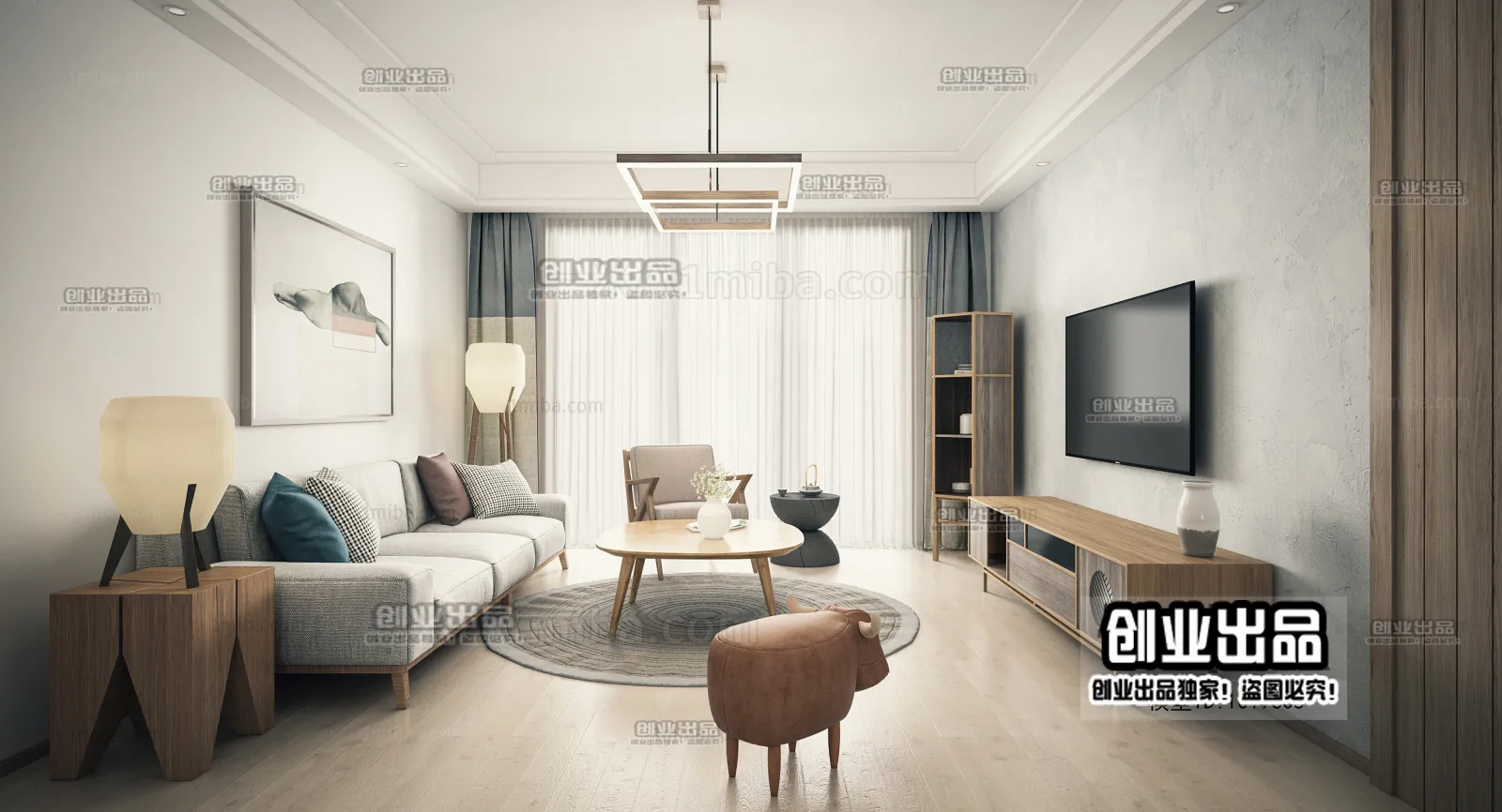 Living Room 3D Interior Scene – Japanese Style – 006