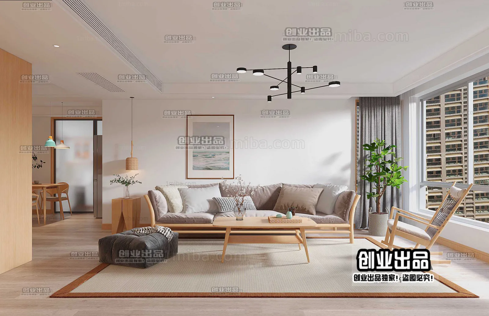 Living Room 3D Interior Scene – Japanese Style – 007