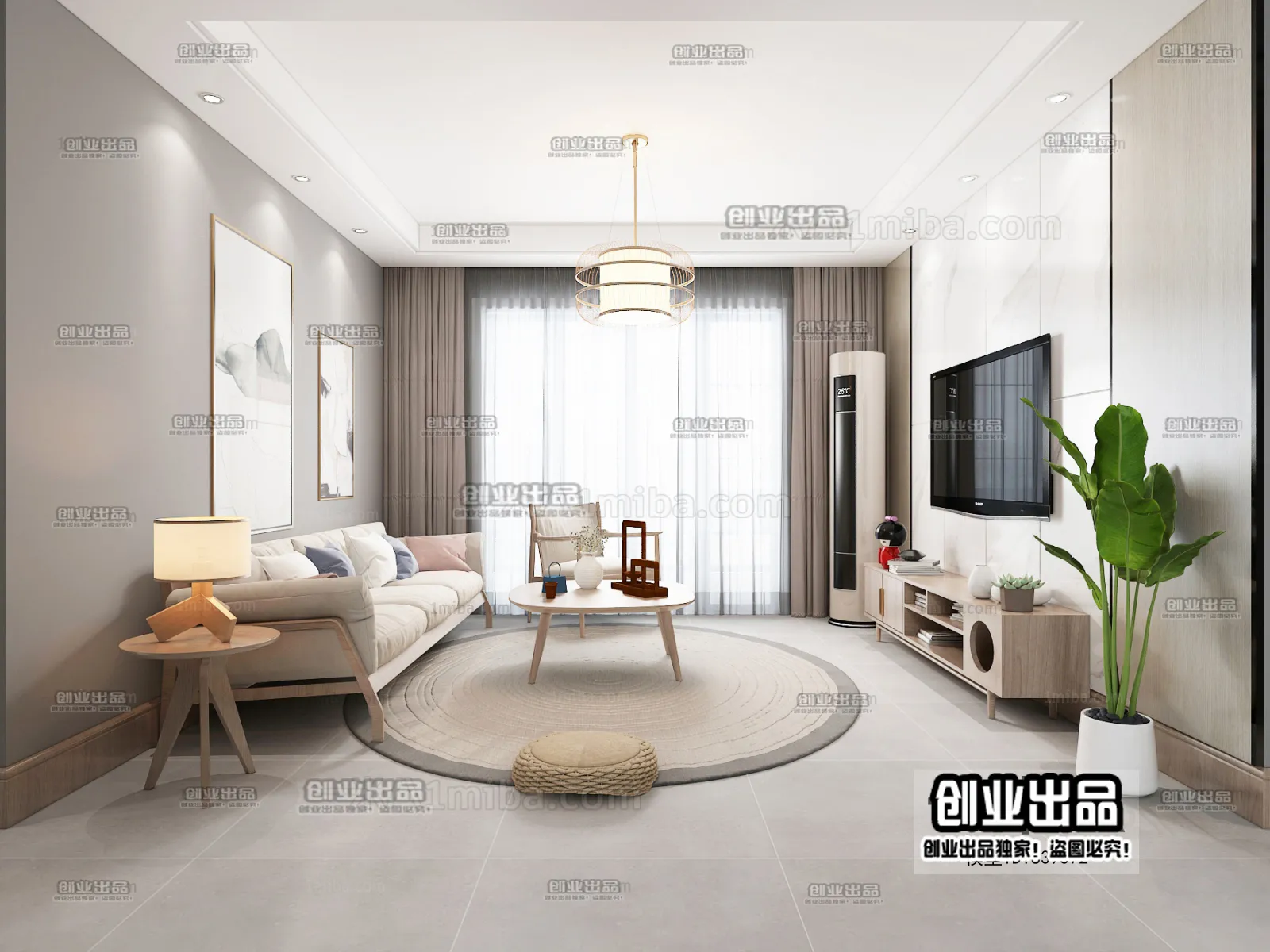 Living Room 3D Interior Scene – Japanese Style – 008