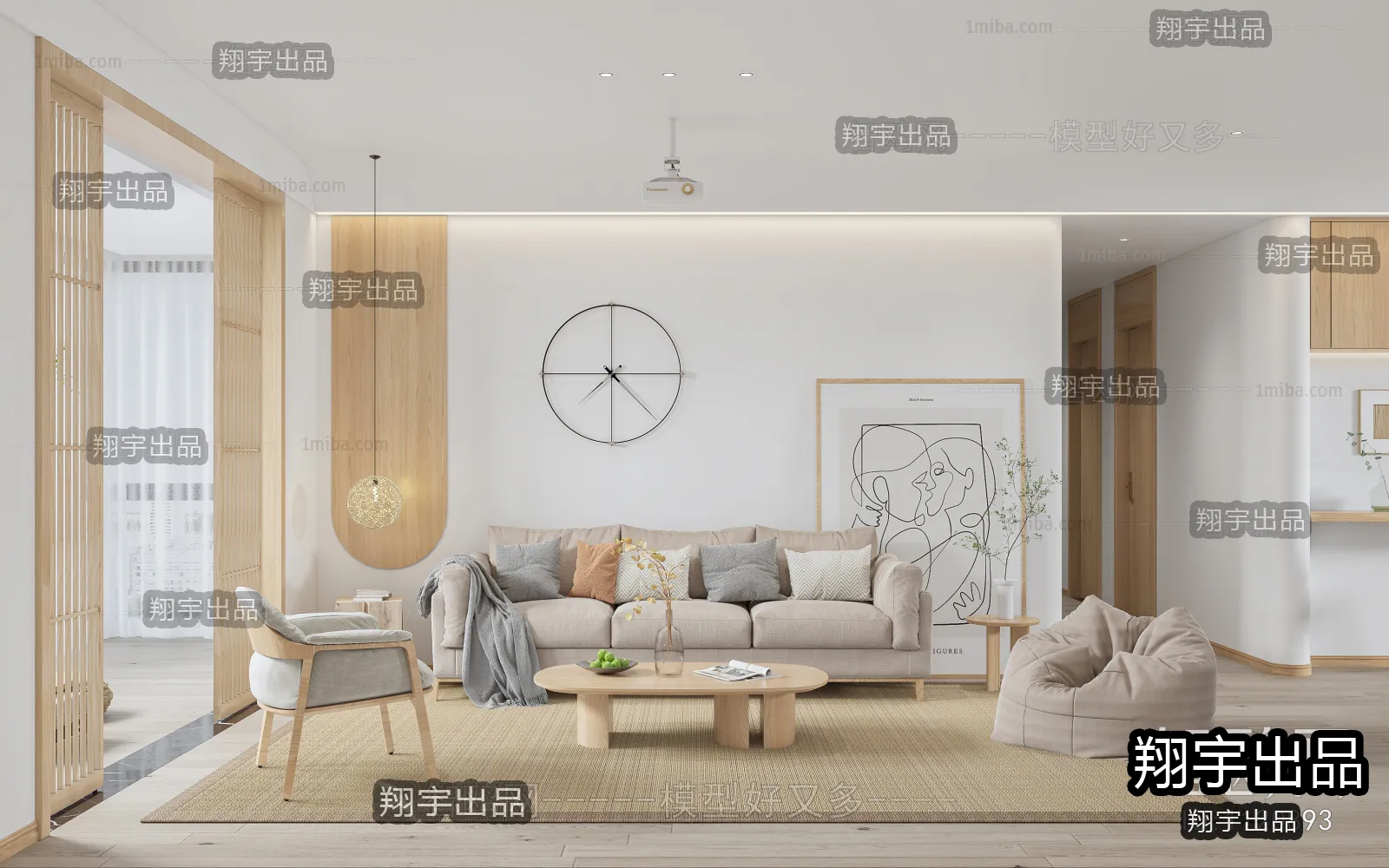 Living Room 3D Interior Scene – Japanese Style – 012