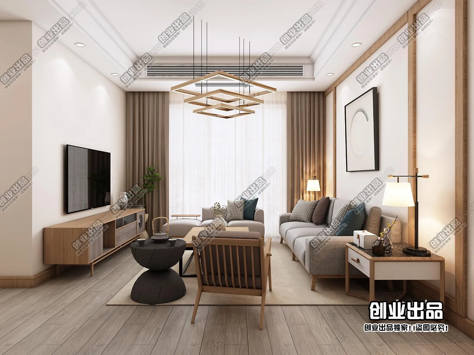 Living Room 3D Interior Scene – Japanese Style – 013