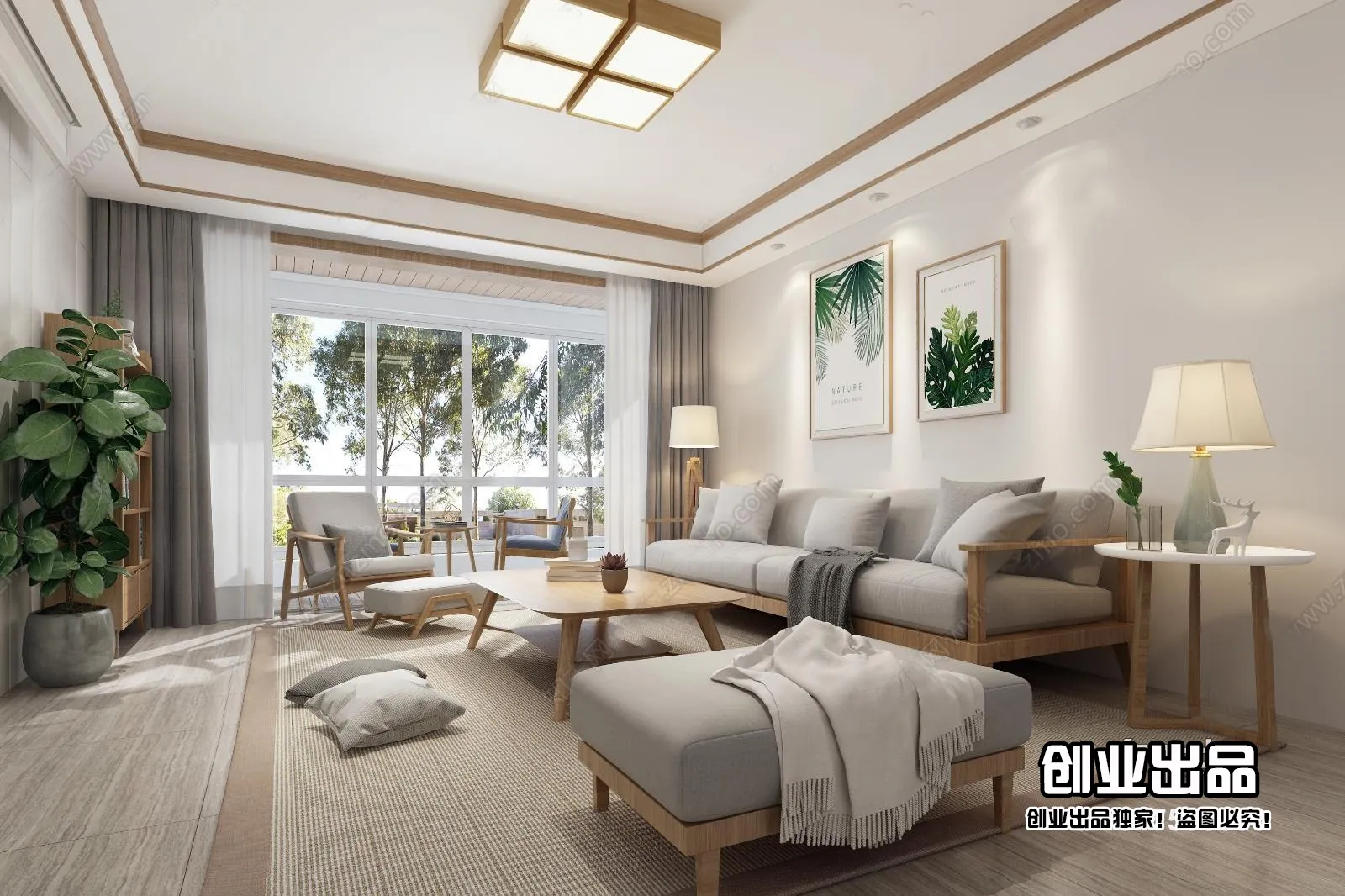 Living Room 3D Interior Scene – Japanese Style – 017