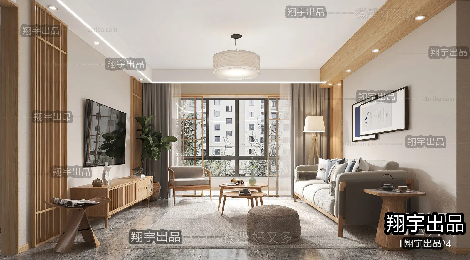 Living Room 3D Interior Scene – Japanese Style – 023