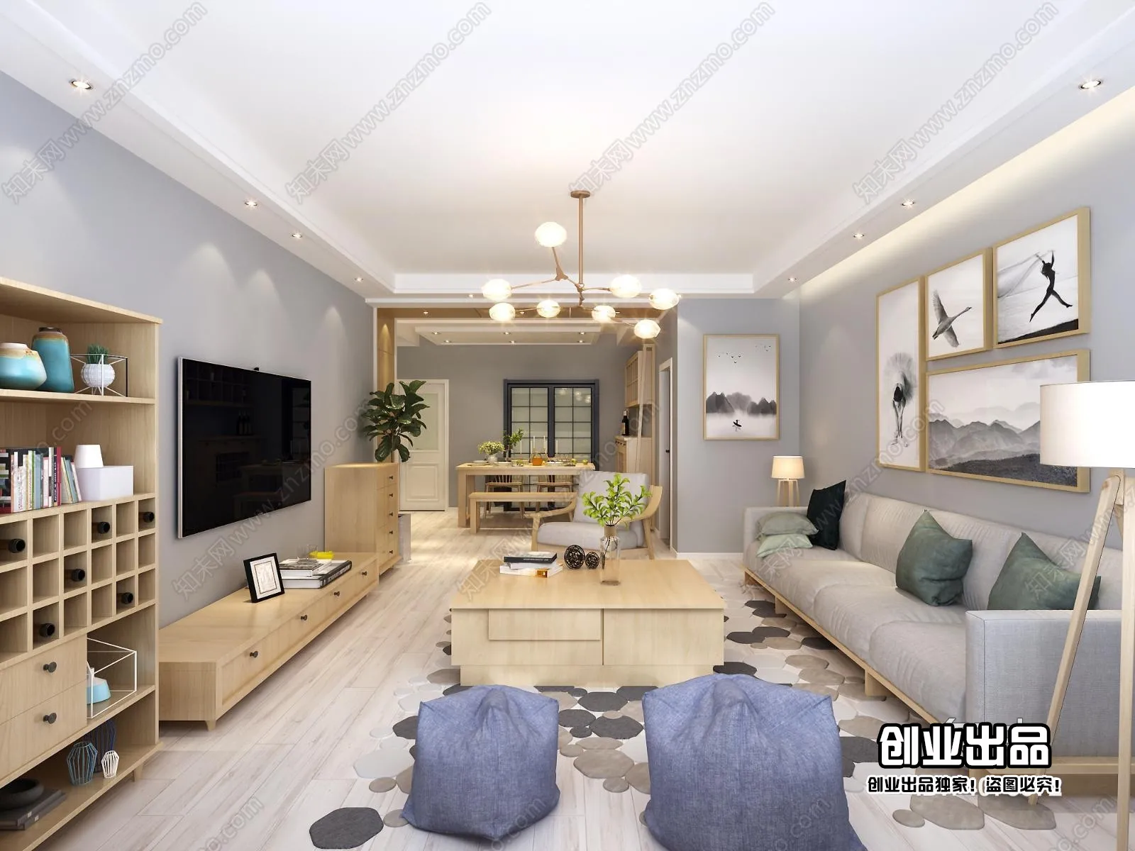 Living Room 3D Interior Scene – Japanese Style – 026