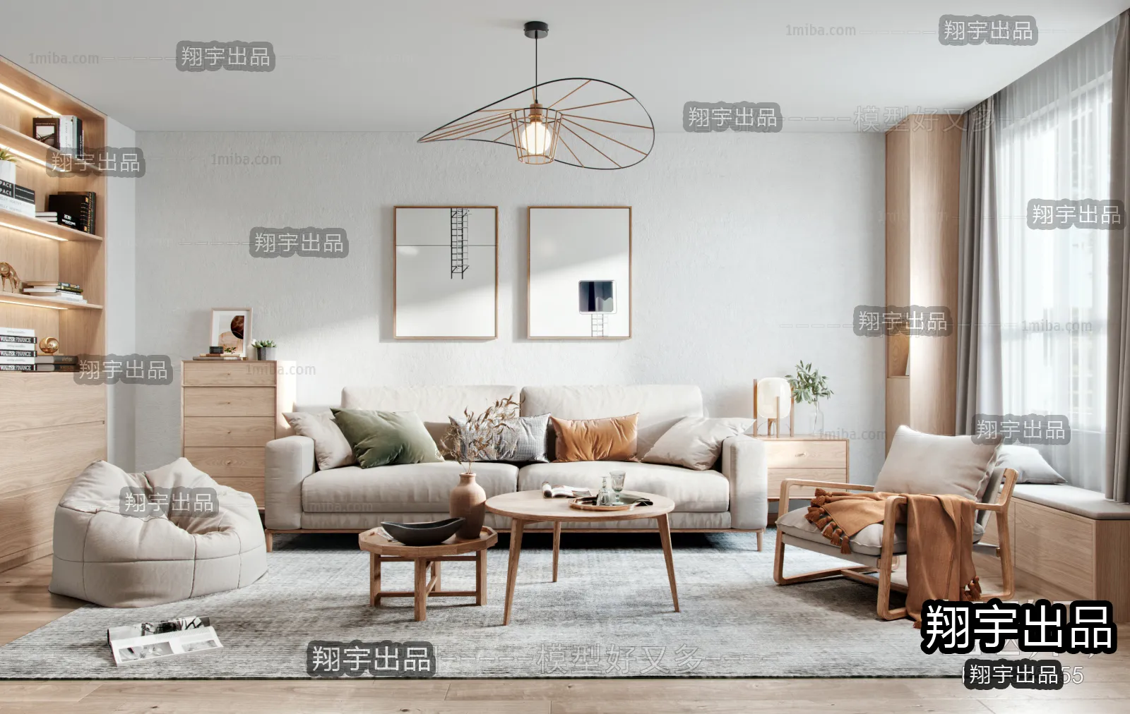 Living Room 3D Interior Scene – Japanese Style – 034