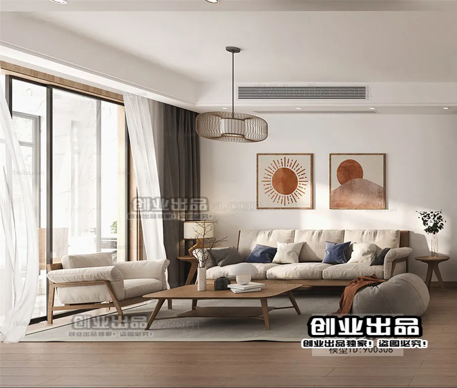 Living Room 3D Interior Scene – Japanese Style – 035