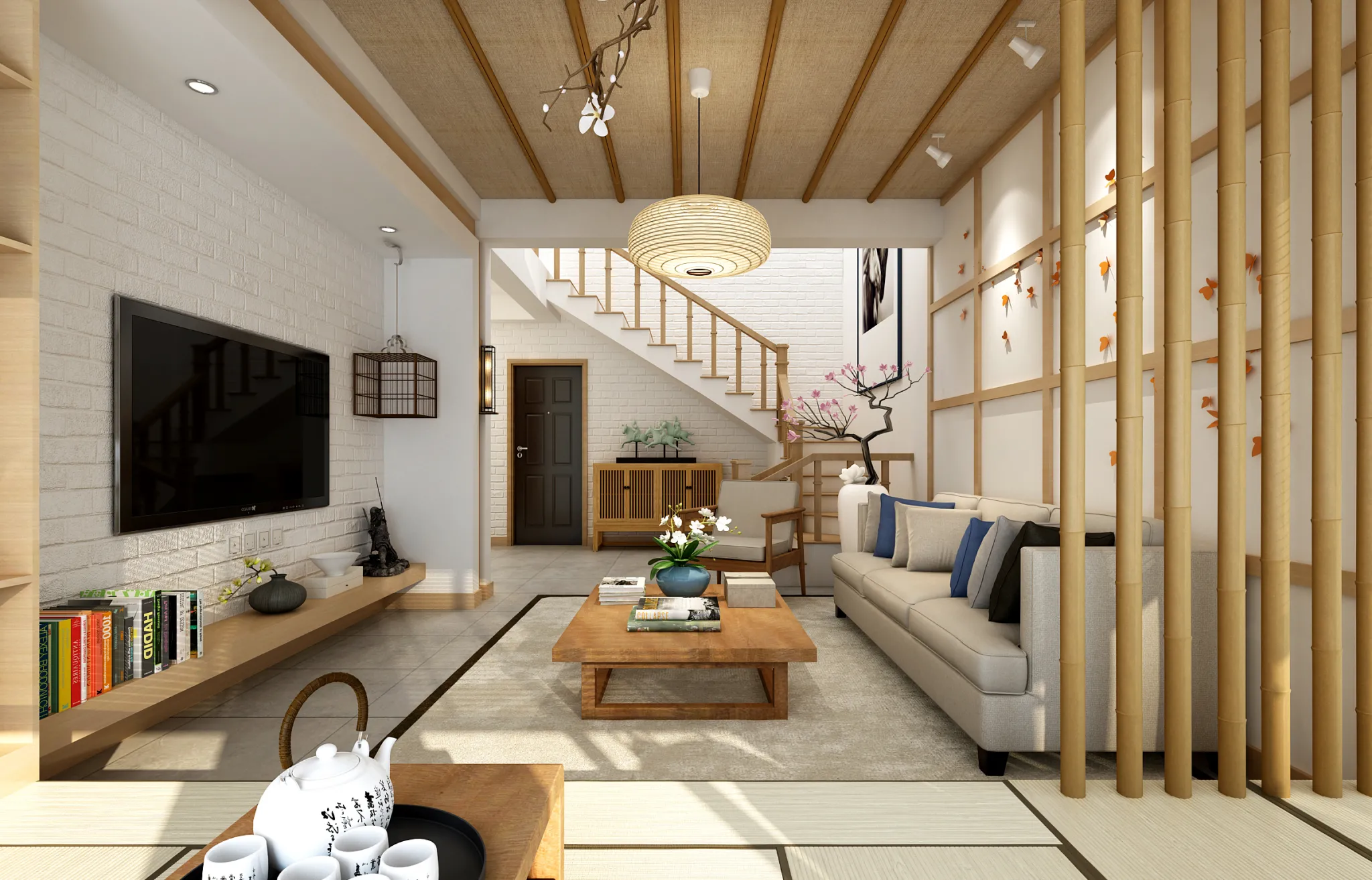 Living Room 3D Interior Scene – Japanese Style – 039