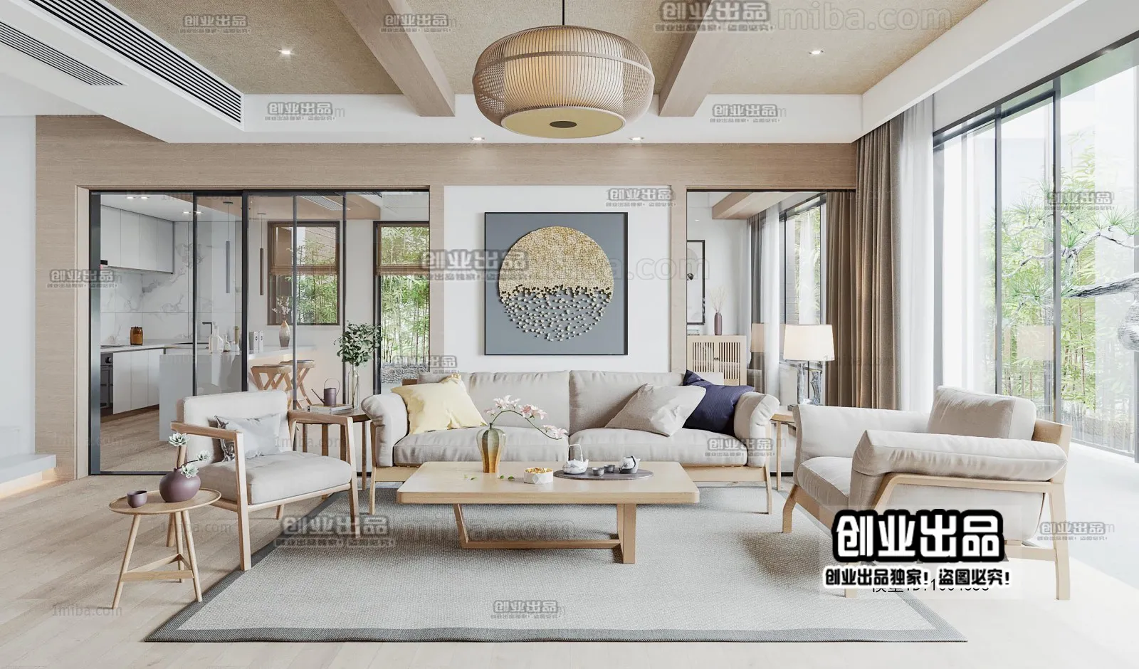 Living Room 3D Interior Scene – Japanese Style – 041