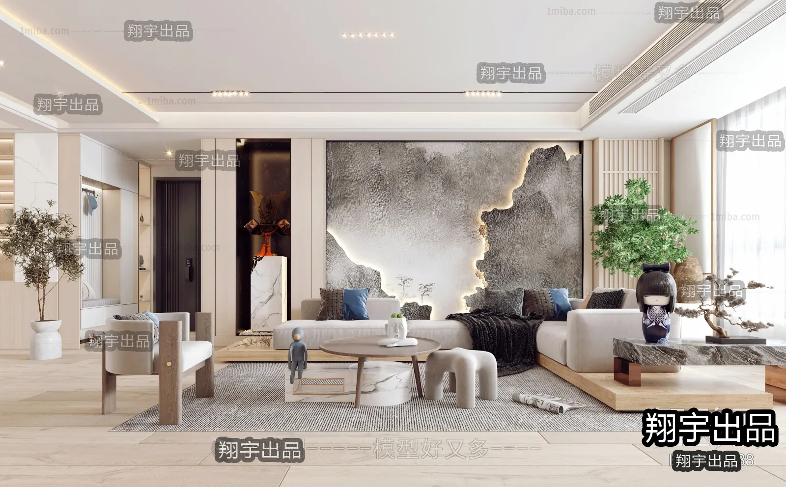 Living Room 3D Interior Scene – Japanese Style – 042