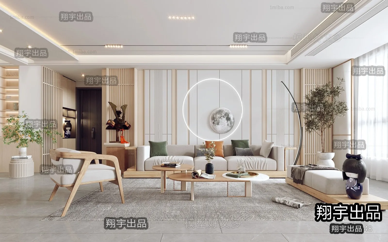 Living Room 3D Interior Scene – Japanese Style – 043