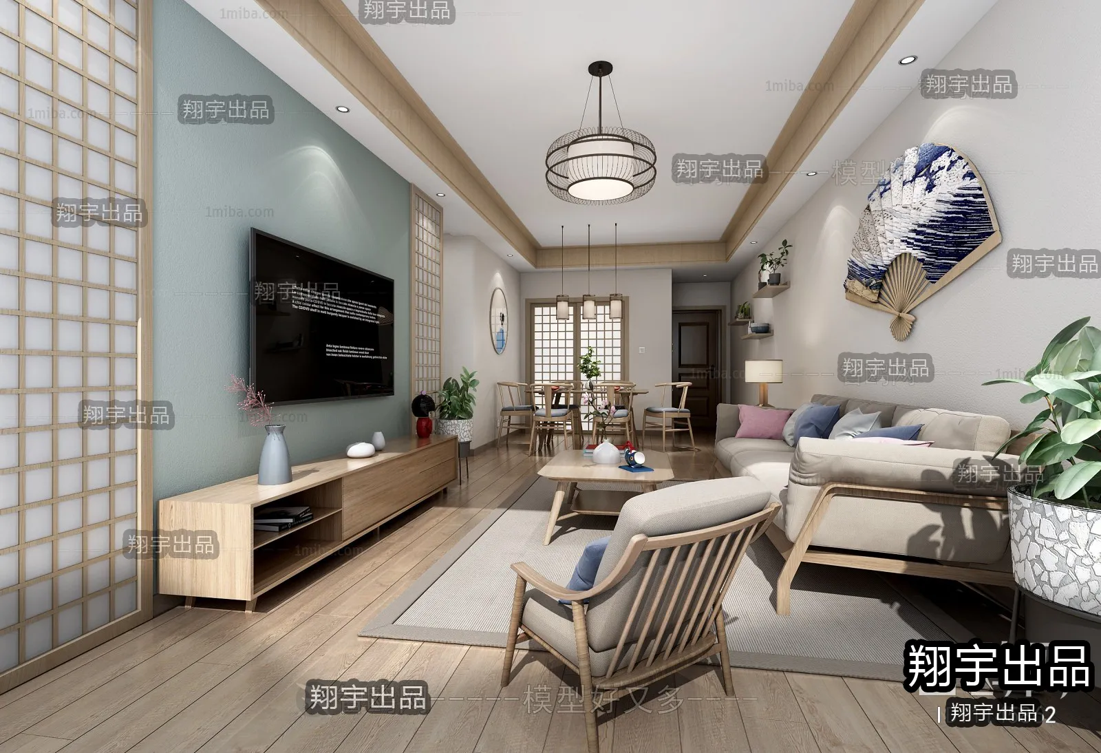 Living Room 3D Interior Scene – Japanese Style – 044