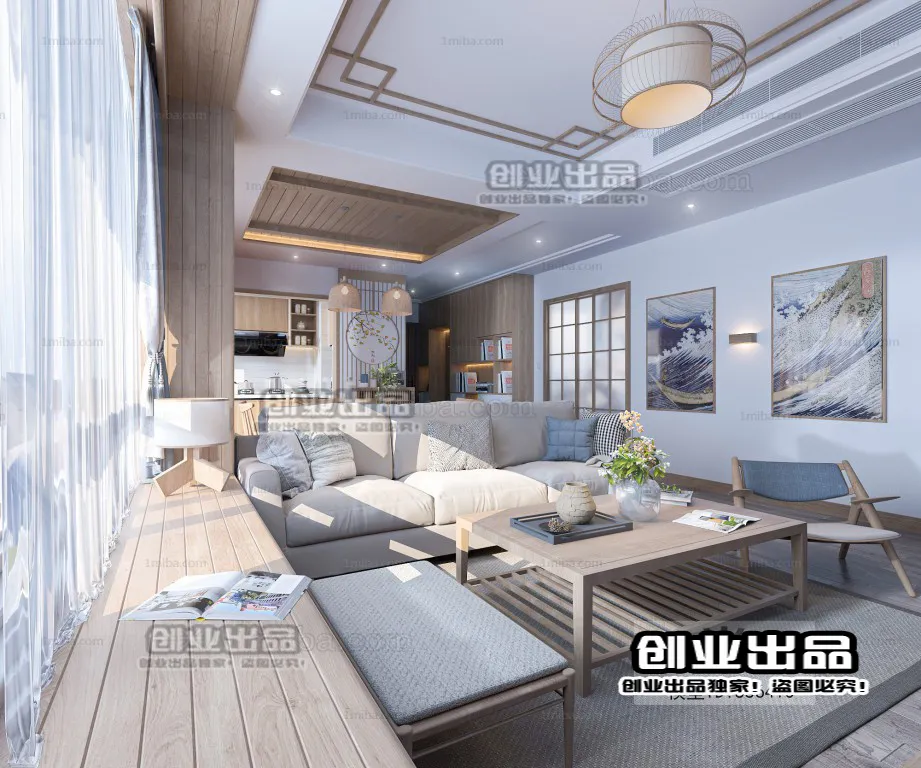 Living Room 3D Interior Scene – Japanese Style – 046