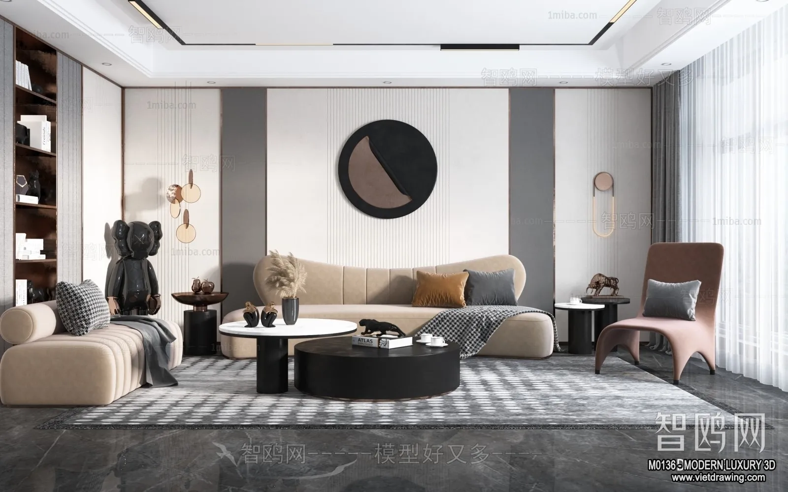 Living Room – 3D Interior Scene – Luxury Style – 004