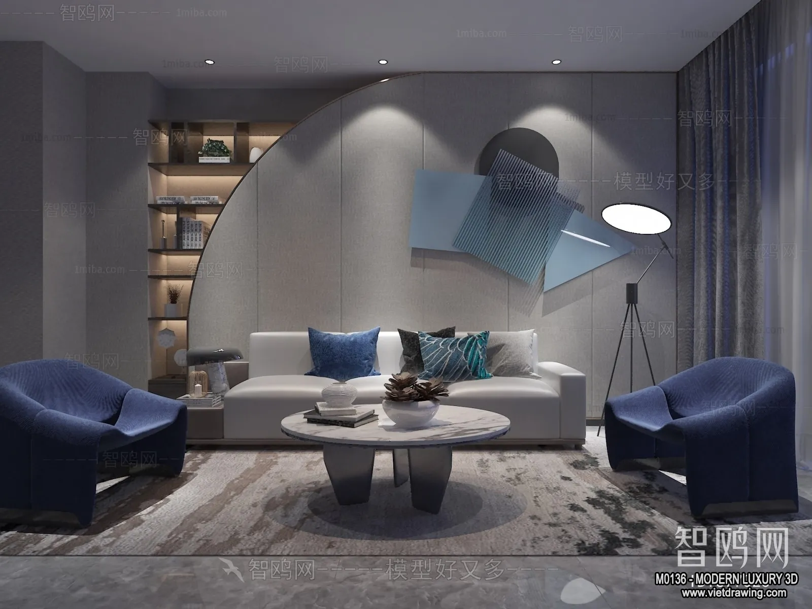 Living Room – 3D Interior Scene – Luxury Style – 014