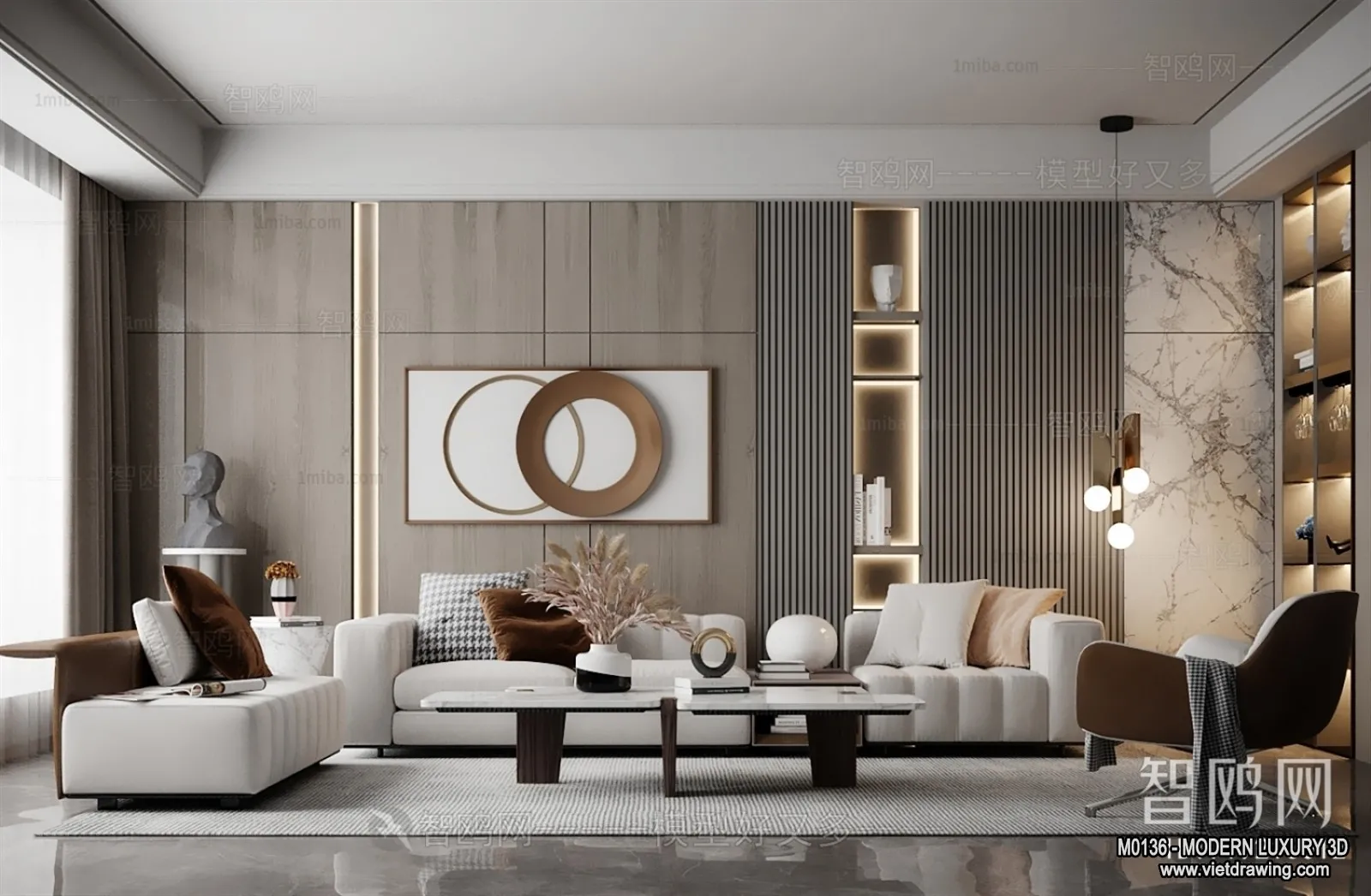 Living Room – 3D Interior Scene – Luxury Style – 023