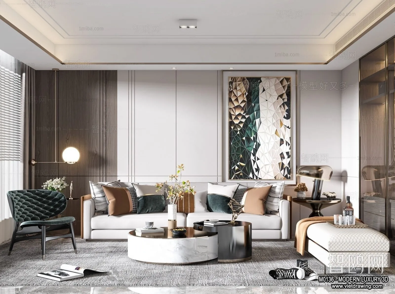 Living Room – 3D Interior Scene – Luxury Style – 029