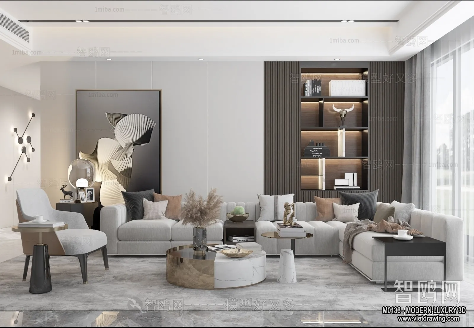 Living Room – 3D Interior Scene – Luxury Style – 036