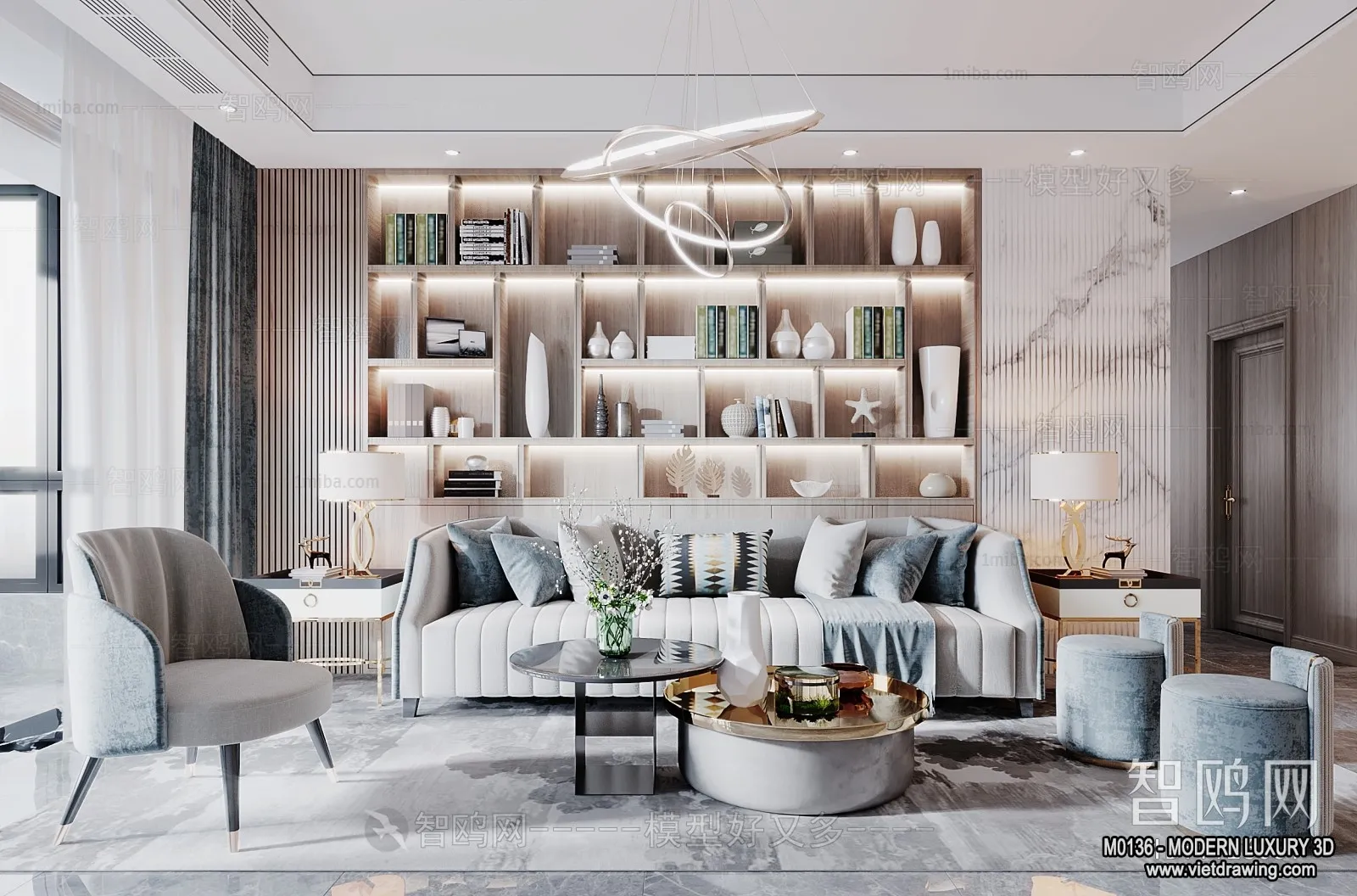 Living Room – 3D Interior Scene – Luxury Style – 040