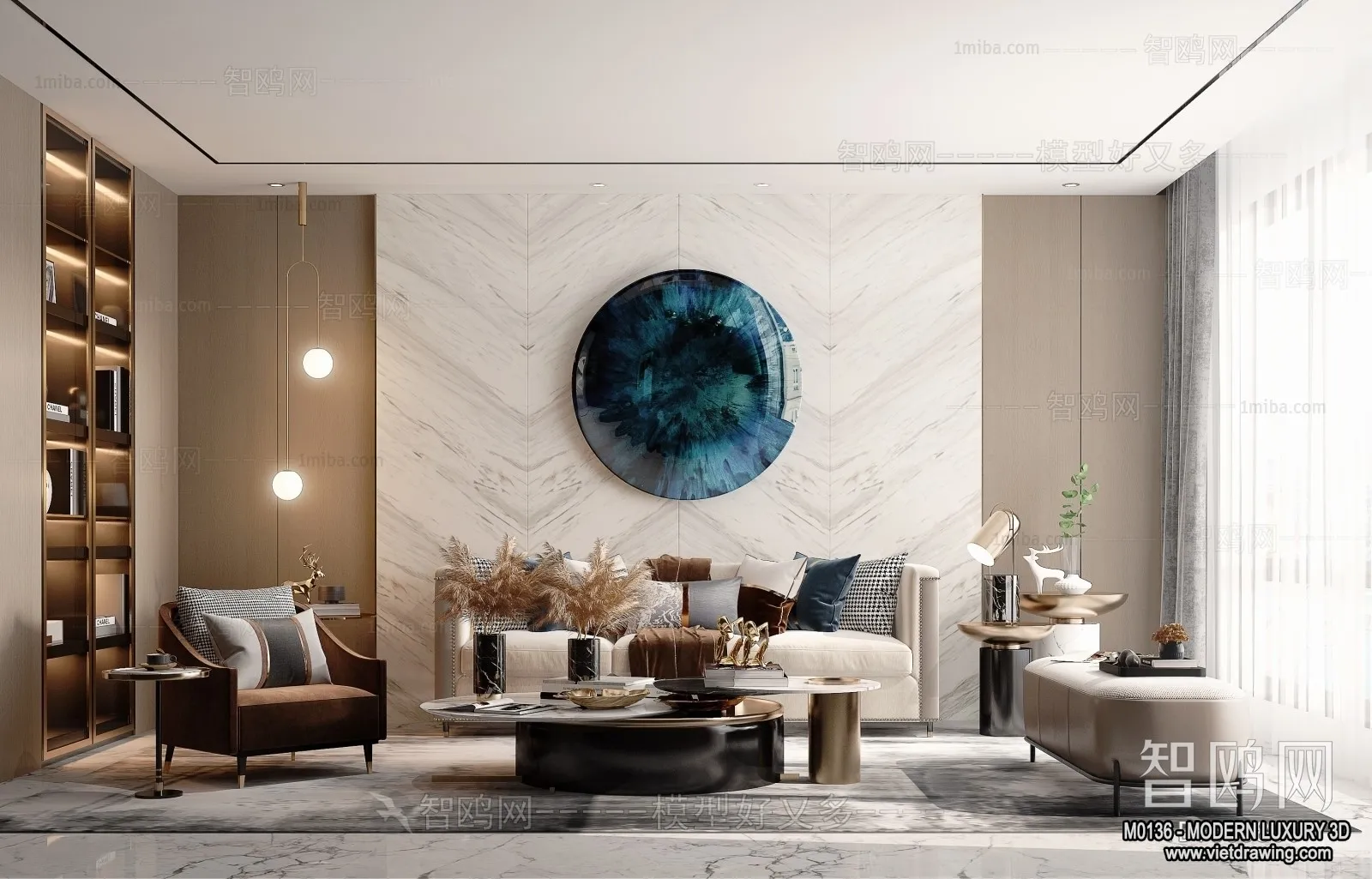 Living Room – 3D Interior Scene – Luxury Style – 042