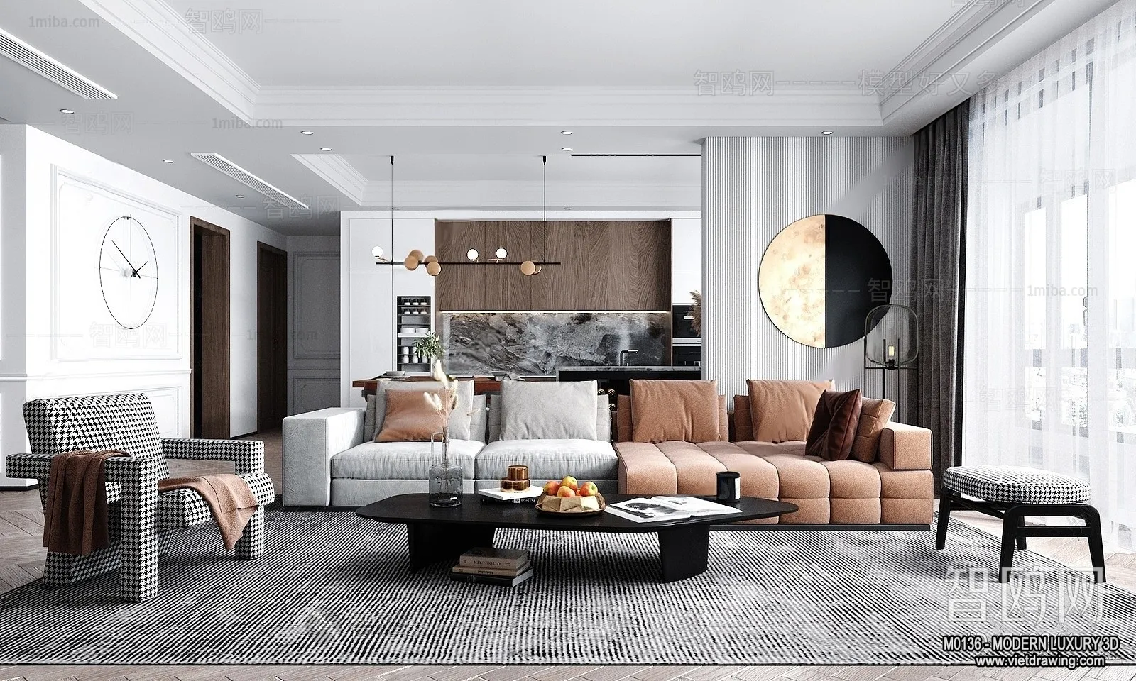 Living Room – 3D Interior Scene – Luxury Style – 044