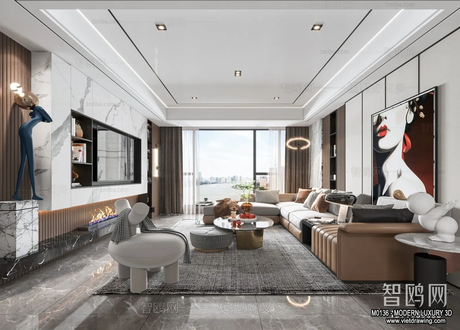 Living Room – 3D Interior Scene – Luxury Style – 061