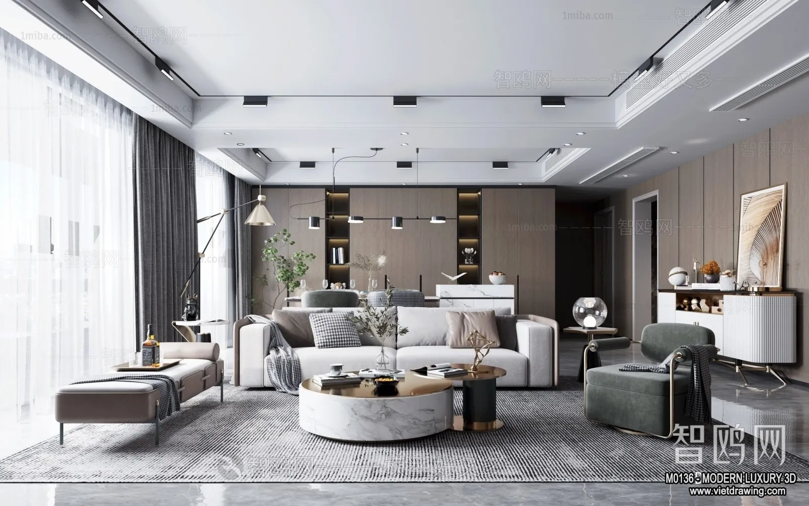 Living Room – 3D Interior Scene – Luxury Style – 064