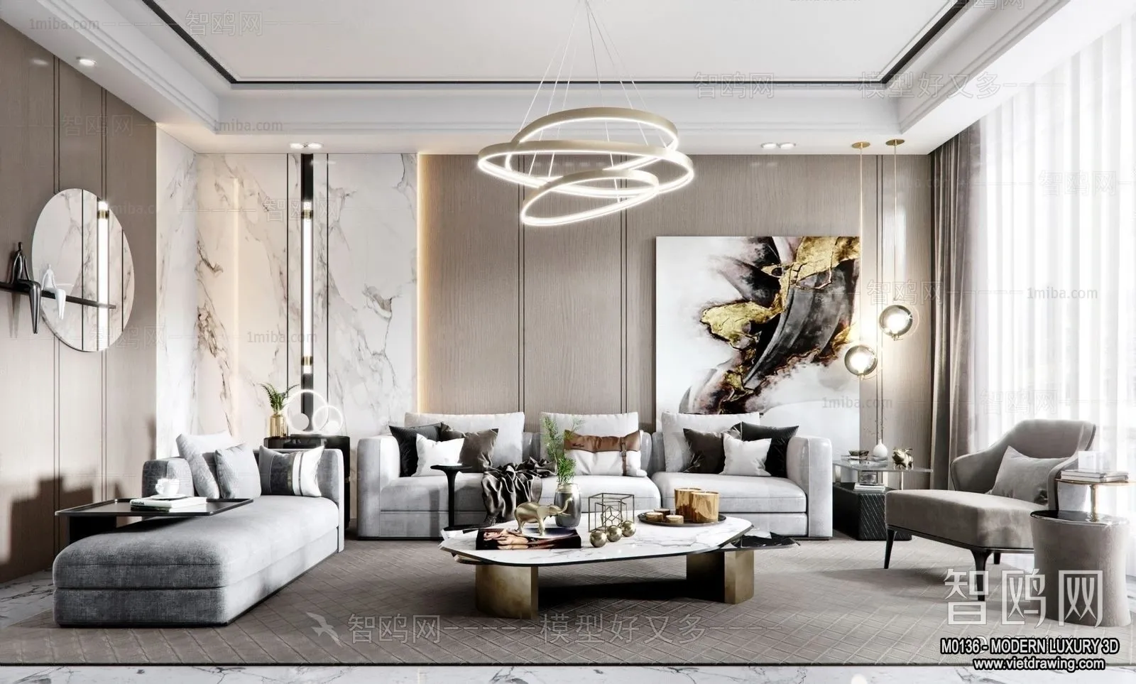 Living Room – 3D Interior Scene – Luxury Style – 068