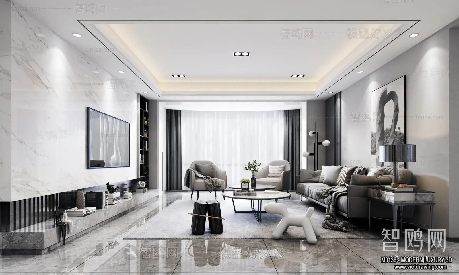 Living Room – 3D Interior Scene – Luxury Style – 069