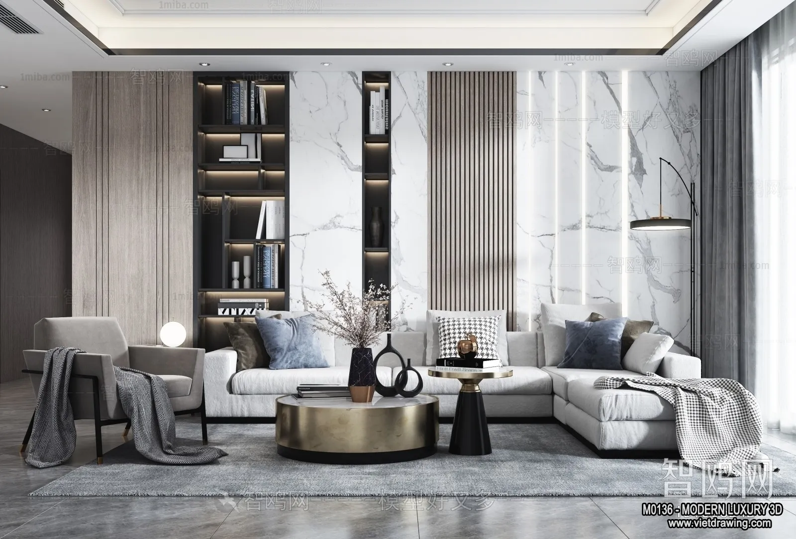 Living Room – 3D Interior Scene – Luxury Style – 070