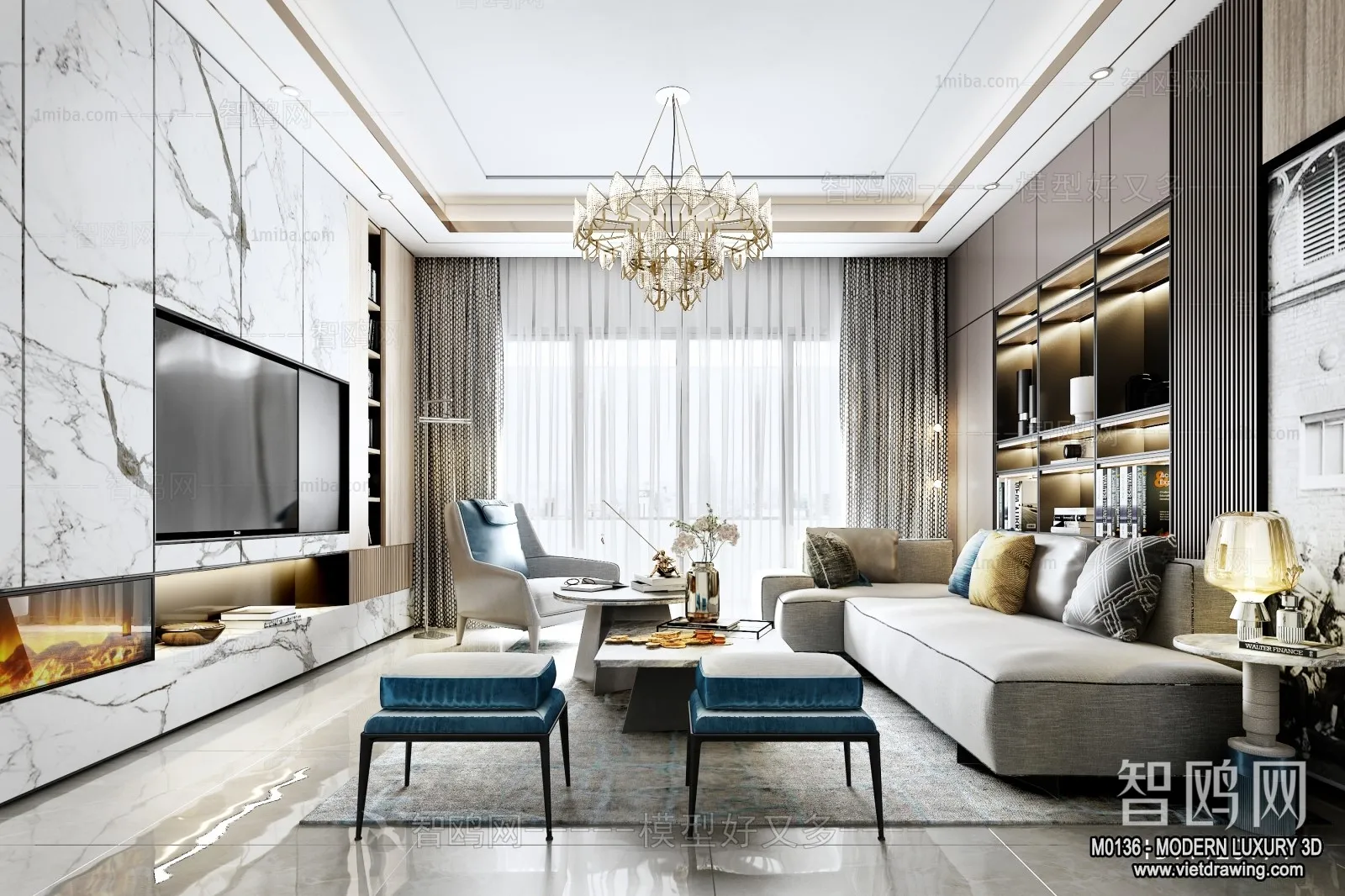 Living Room – 3D Interior Scene – Luxury Style – 073