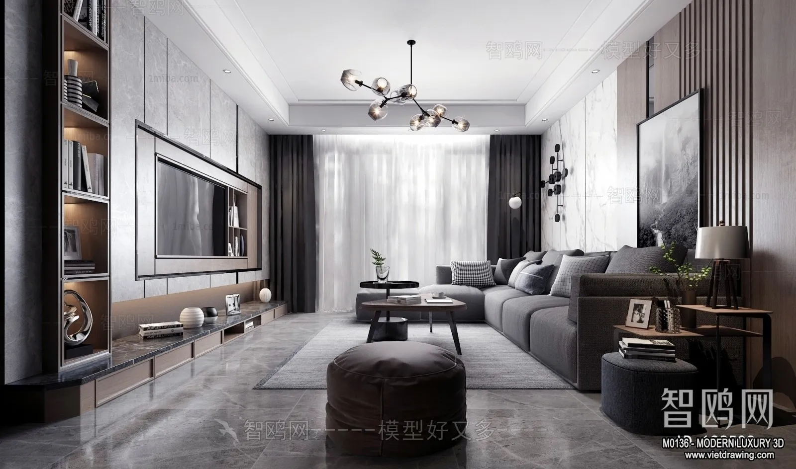 Living Room – 3D Interior Scene – Luxury Style – 074