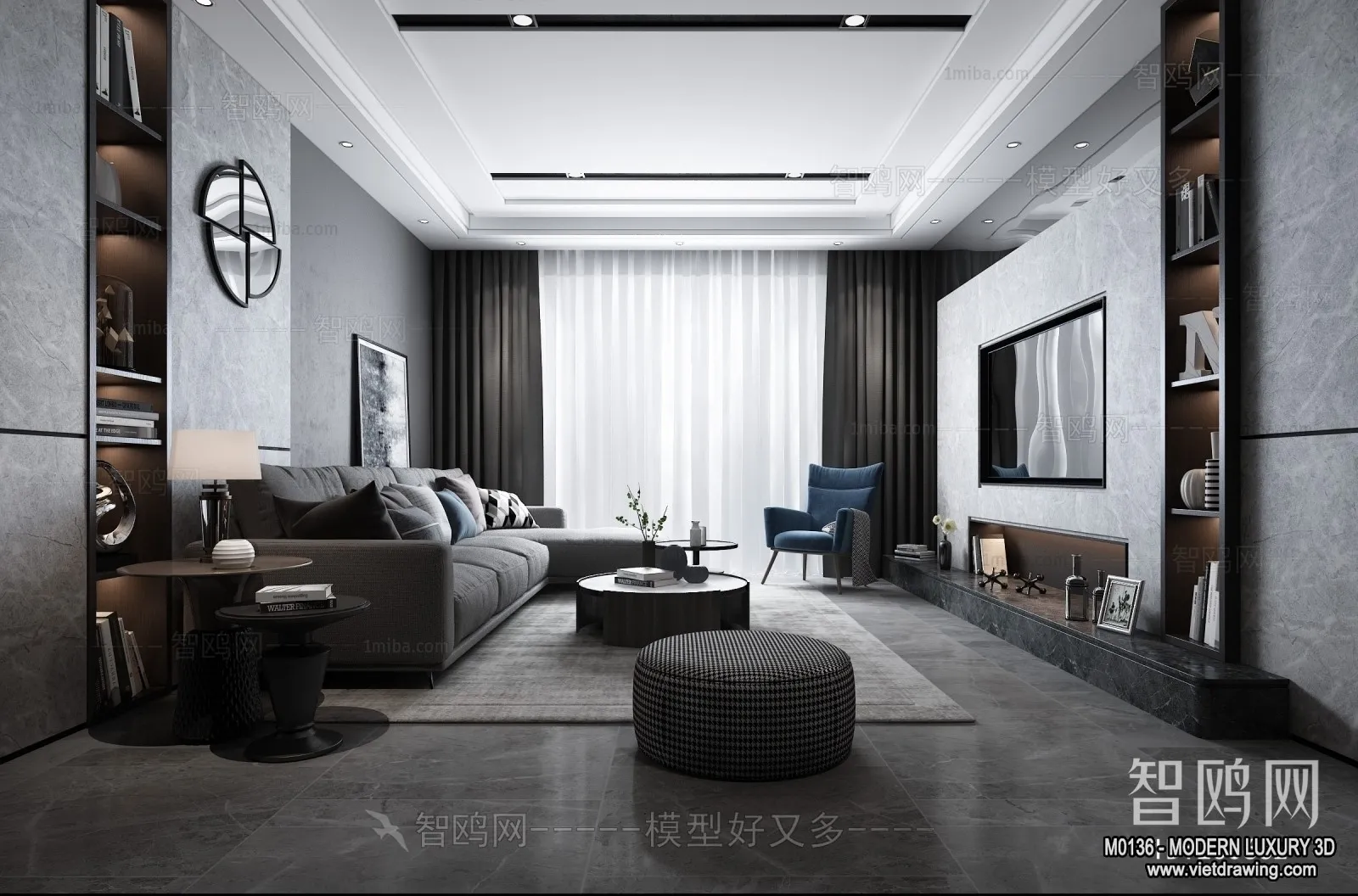 Living Room – 3D Interior Scene – Luxury Style – 077