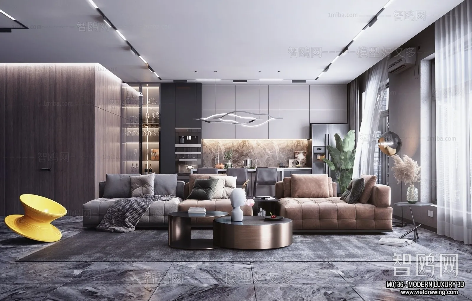 Living Room – 3D Interior Scene – Luxury Style – 083