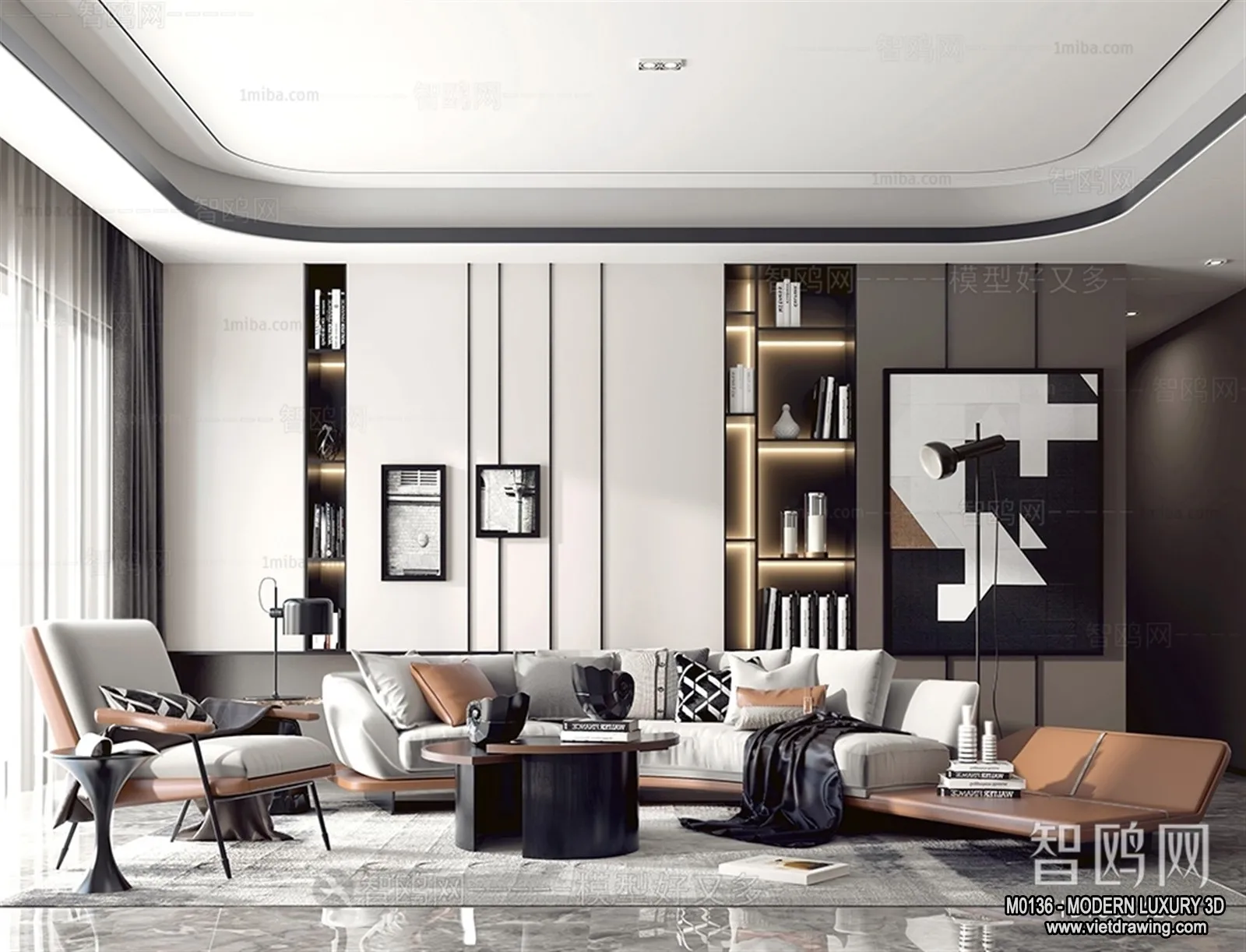 Living Room – 3D Interior Scene – Luxury Style – 087