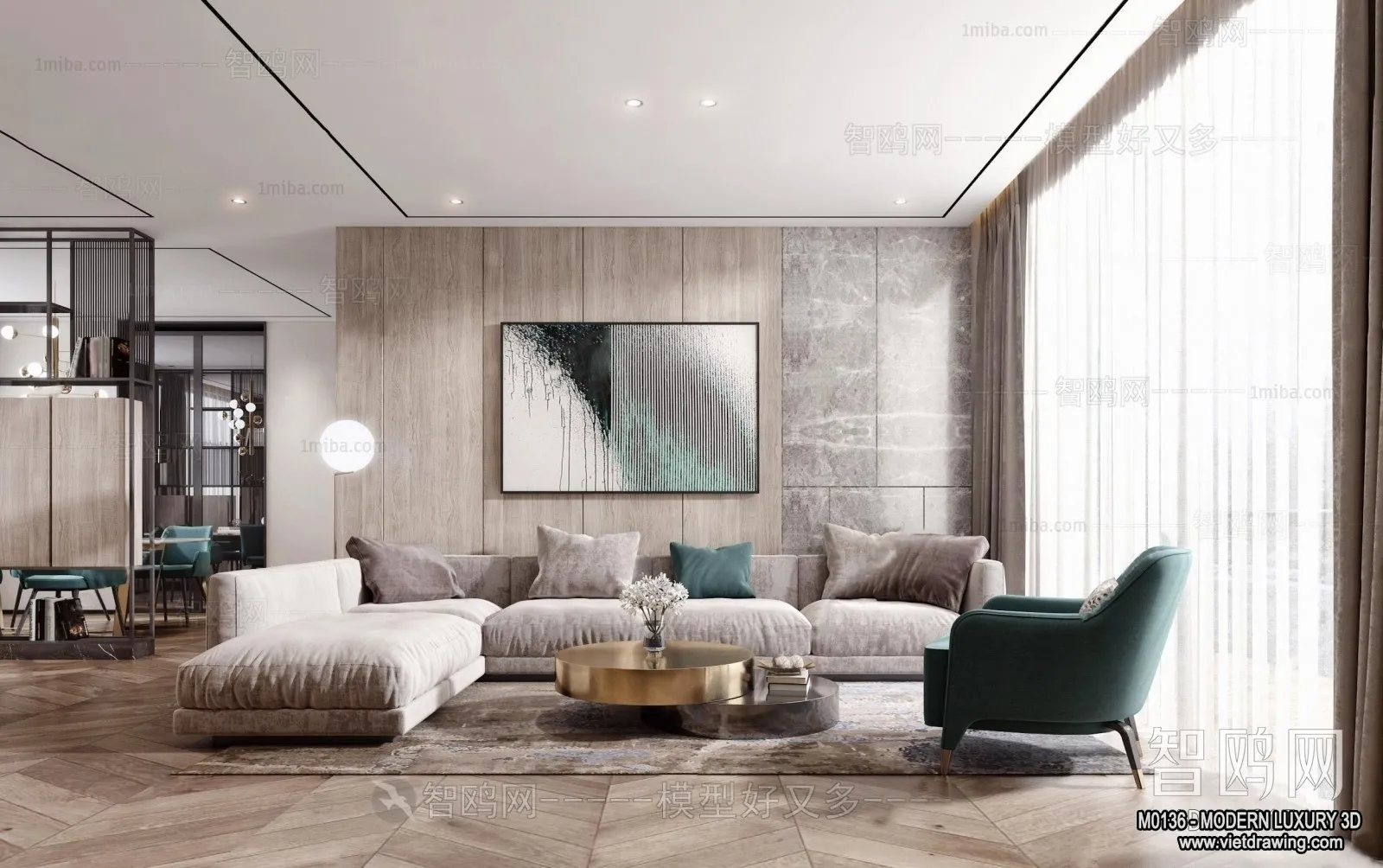 Living Room – 3D Interior Scene – Luxury Style – 092