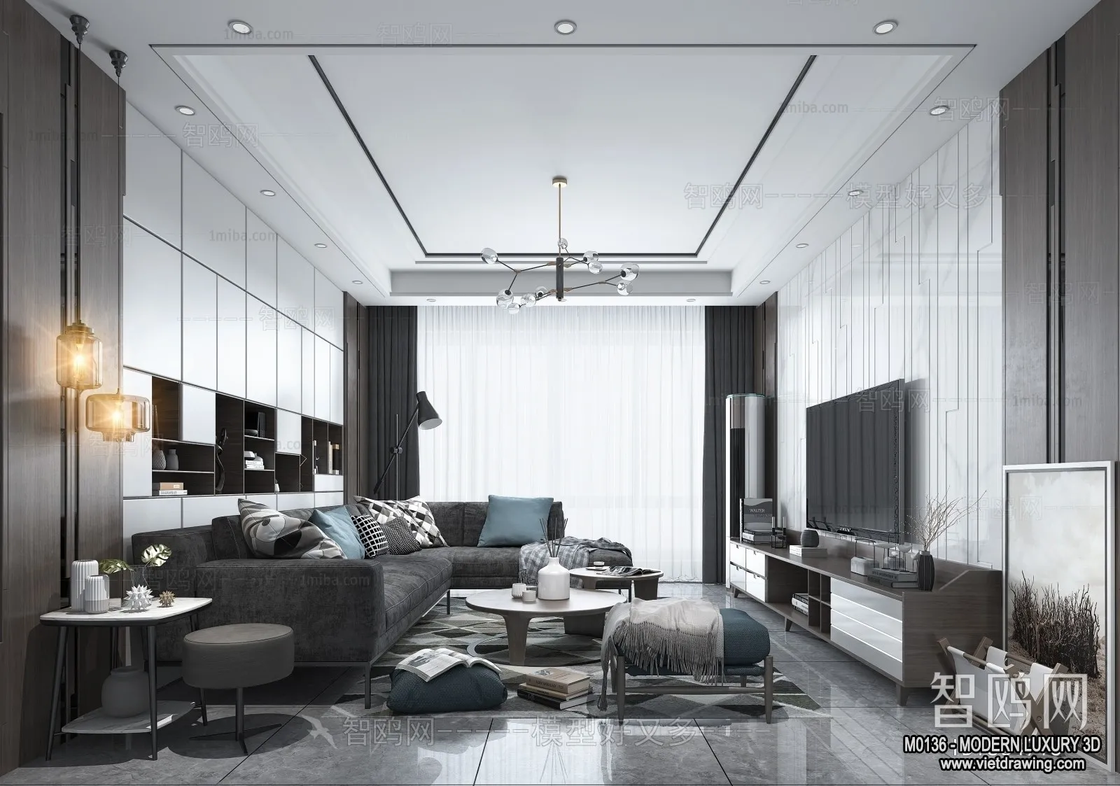 Living Room – 3D Interior Scene – Luxury Style – 095