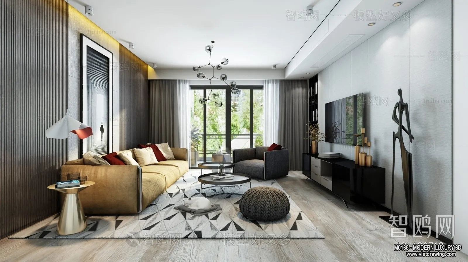 Living Room – 3D Interior Scene – Luxury Style – 096