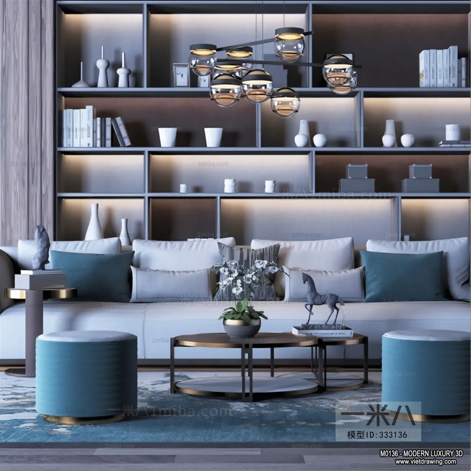 Living Room – 3D Interior Scene – Luxury Style – 099