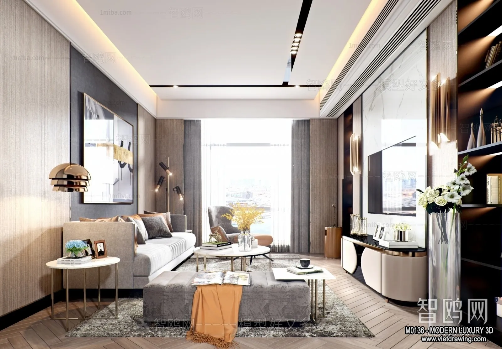 Living Room – 3D Interior Scene – Luxury Style – 101