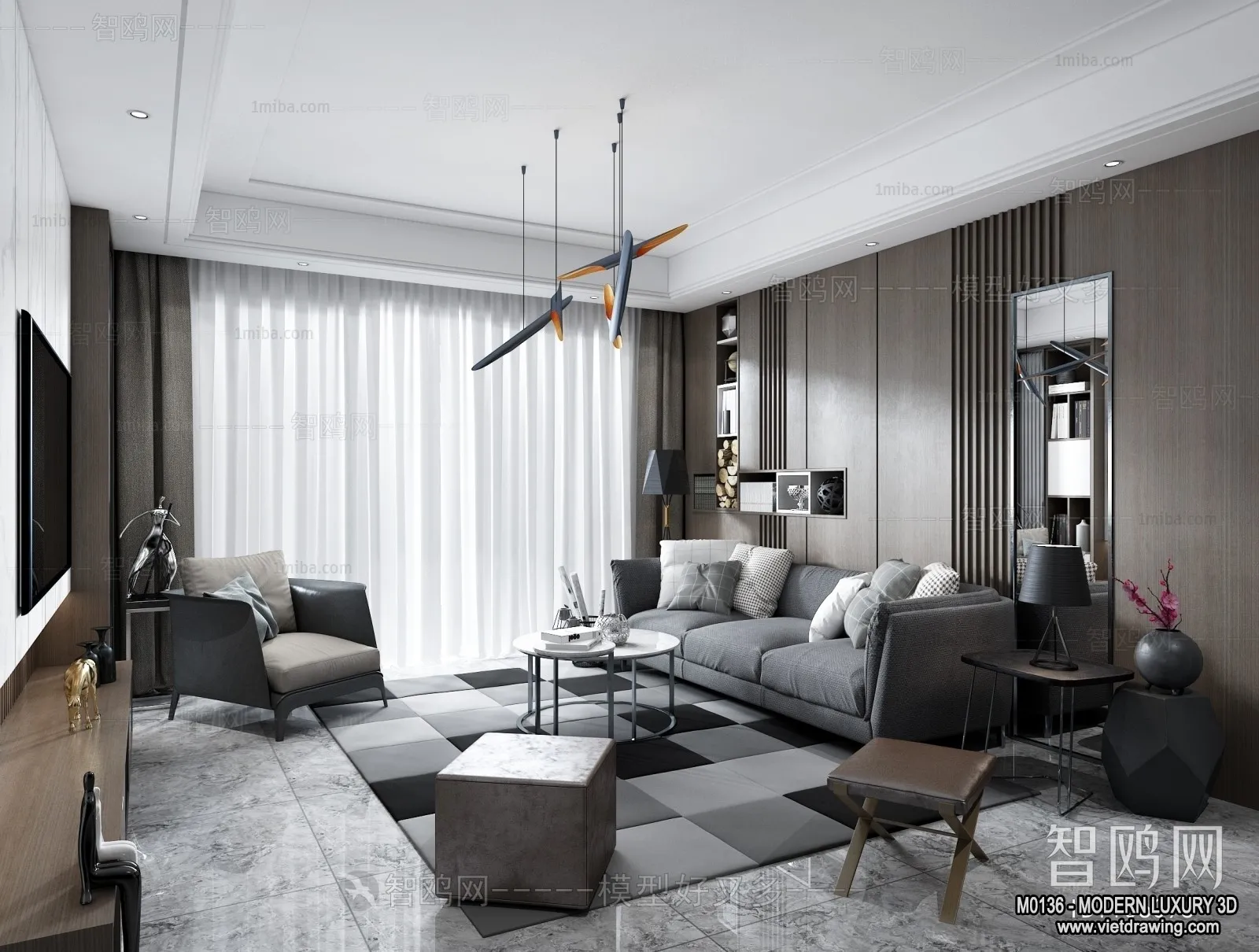 Living Room – 3D Interior Scene – Luxury Style – 102