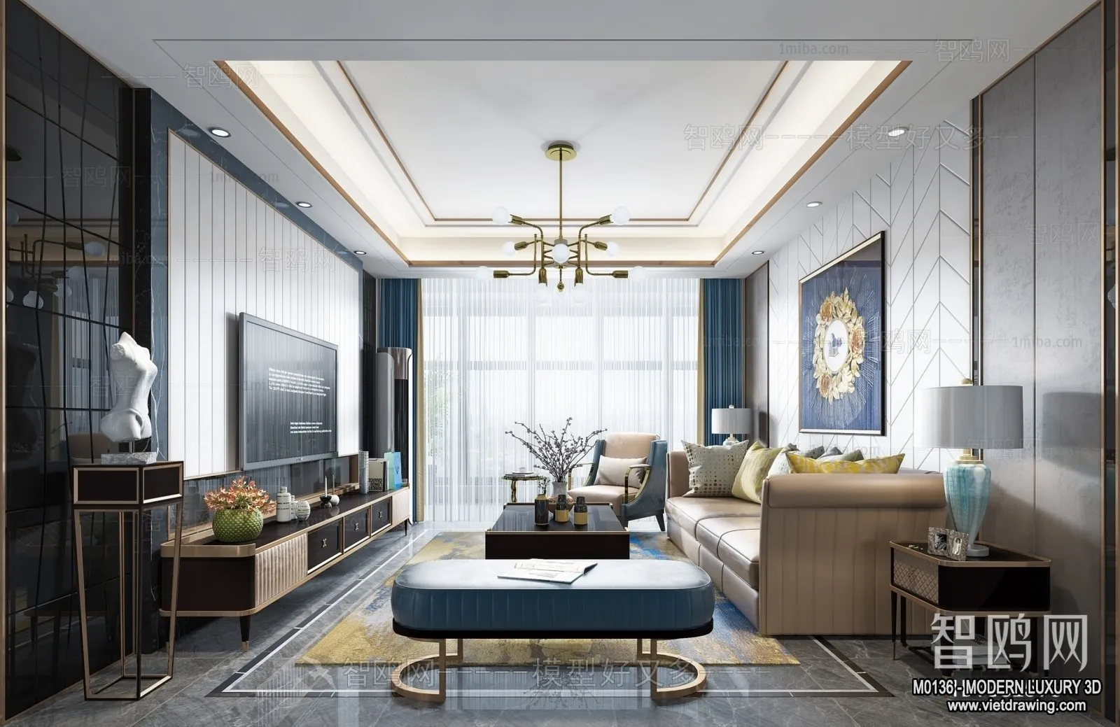 Living Room – 3D Interior Scene – Luxury Style – 104