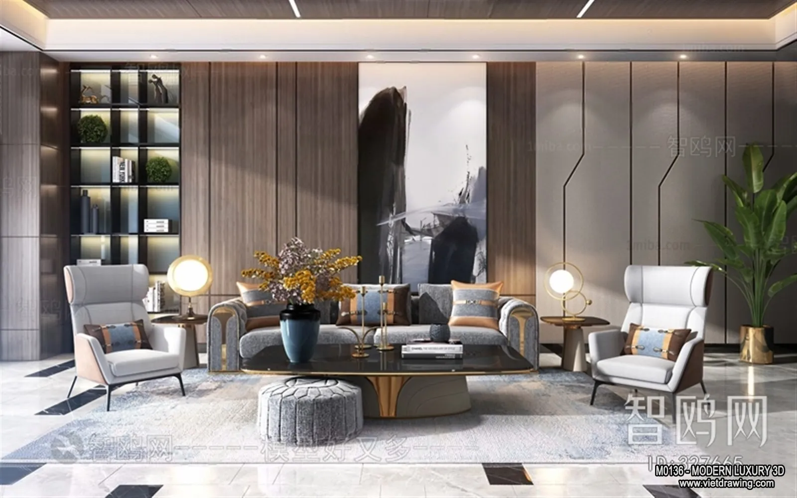 Living Room – 3D Interior Scene – Luxury Style – 107