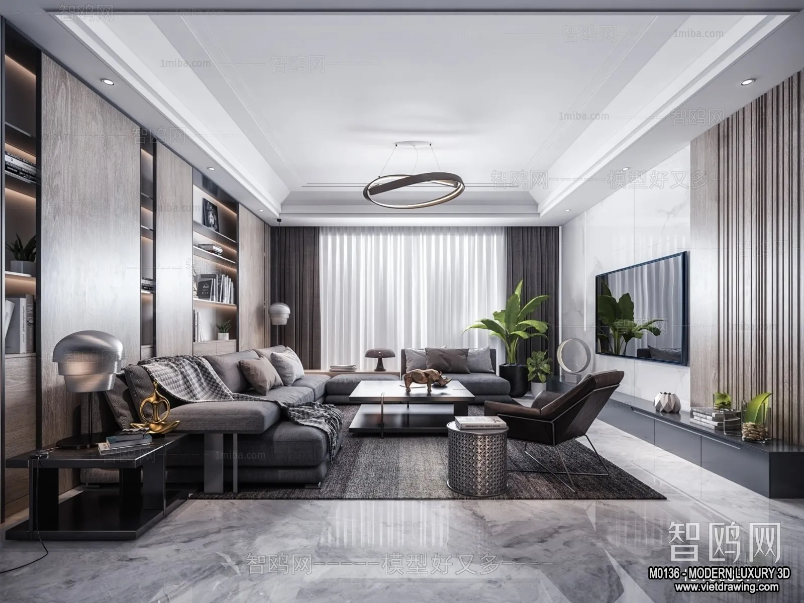 Living Room – 3D Interior Scene – Luxury Style – 110