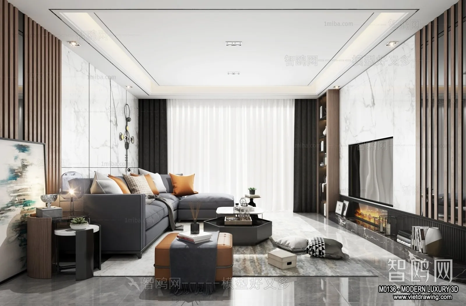 Living Room – 3D Interior Scene – Luxury Style – 112