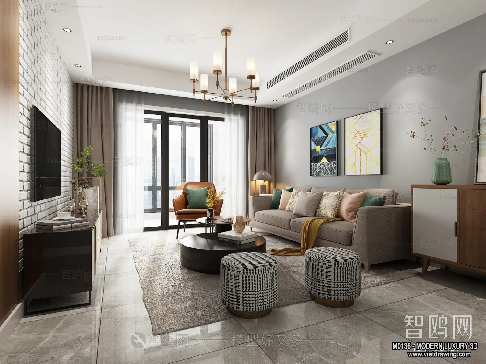 Living Room – 3D Interior Scene – Luxury Style – 114