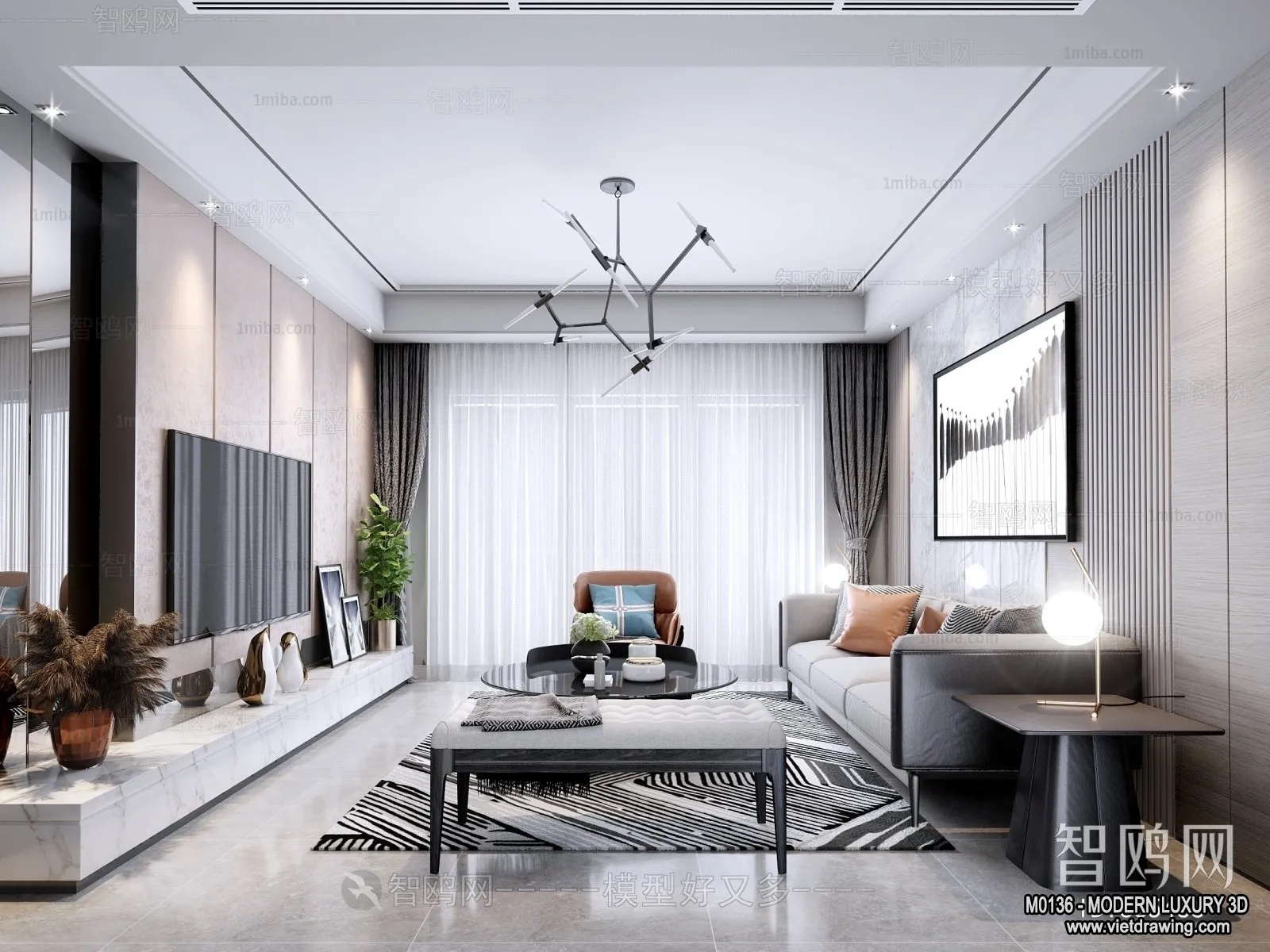 Living Room – 3D Interior Scene – Luxury Style – 115