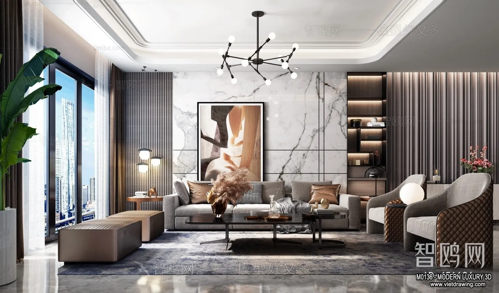 Living Room – 3D Interior Scene – Luxury Style – 121