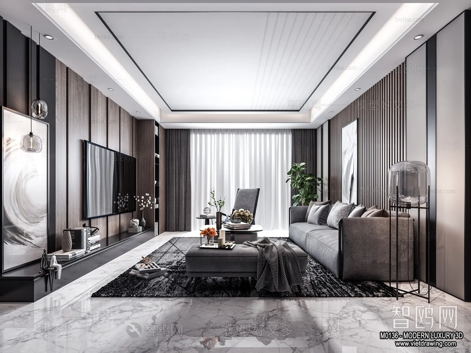 Living Room – 3D Interior Scene – Luxury Style – 122