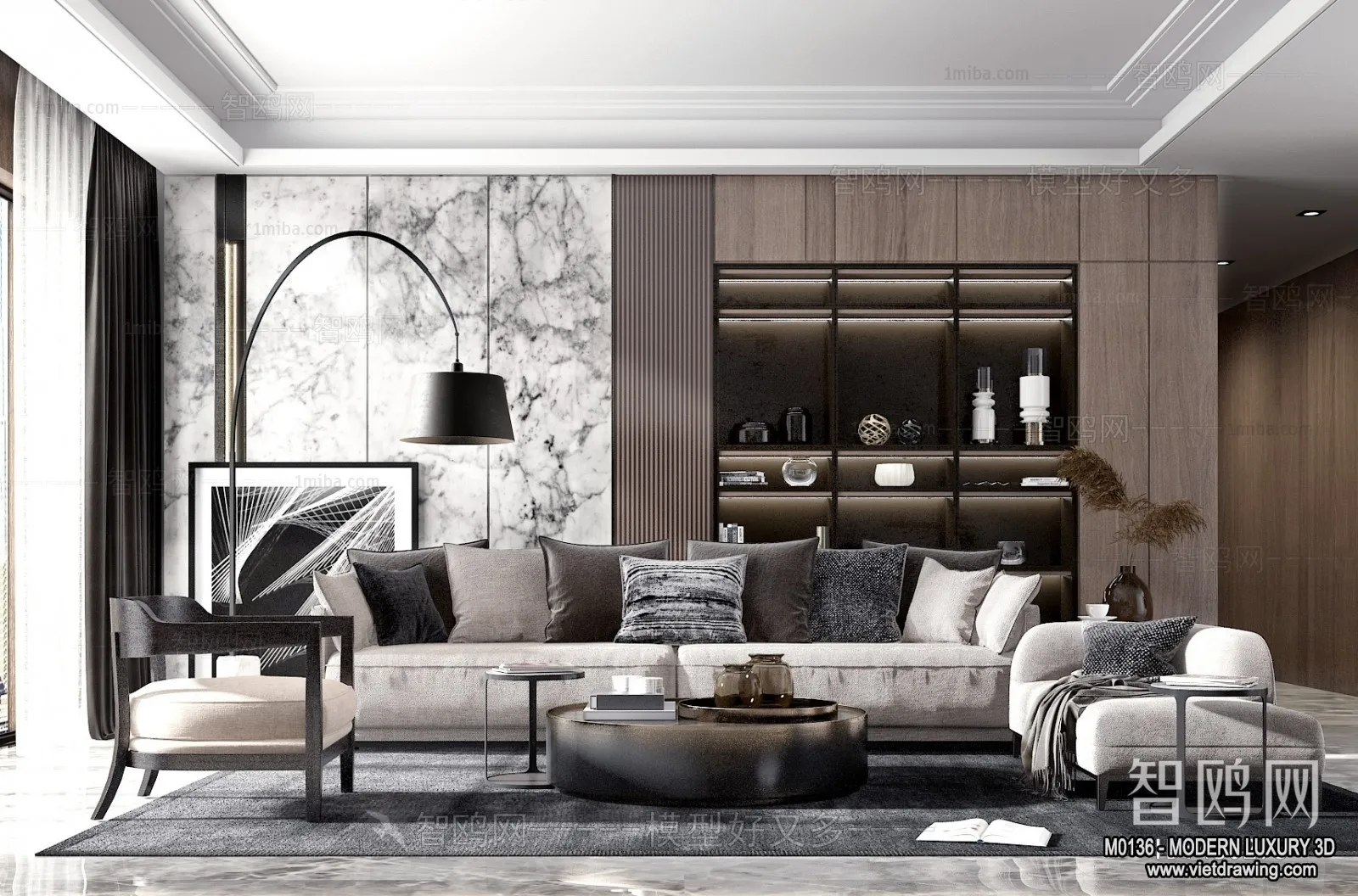 Living Room – 3D Interior Scene – Luxury Style – 127