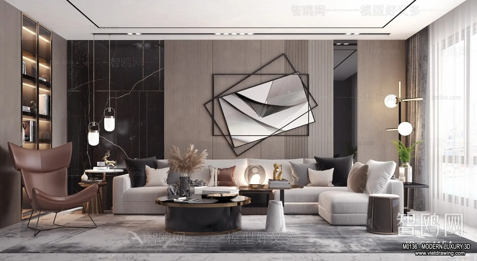 Living Room – 3D Interior Scene – Luxury Style – 133